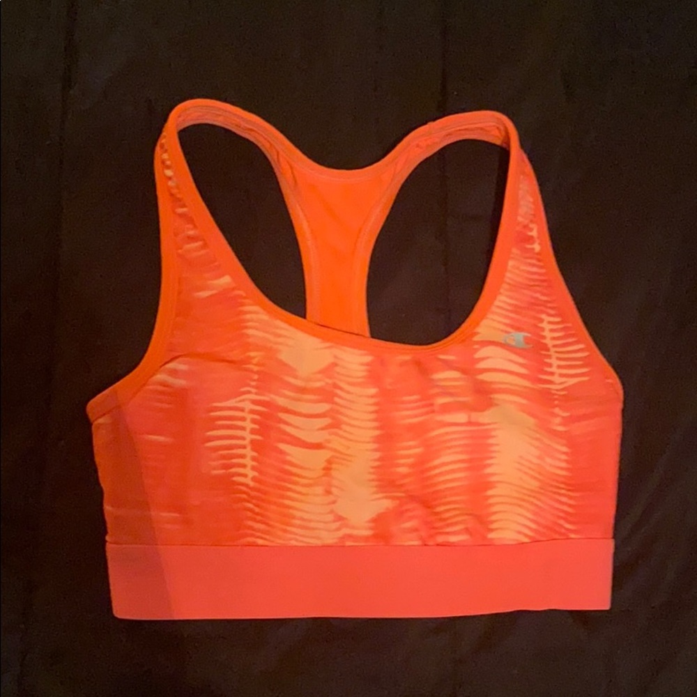 Bright orange racerback sports bra! 🥵